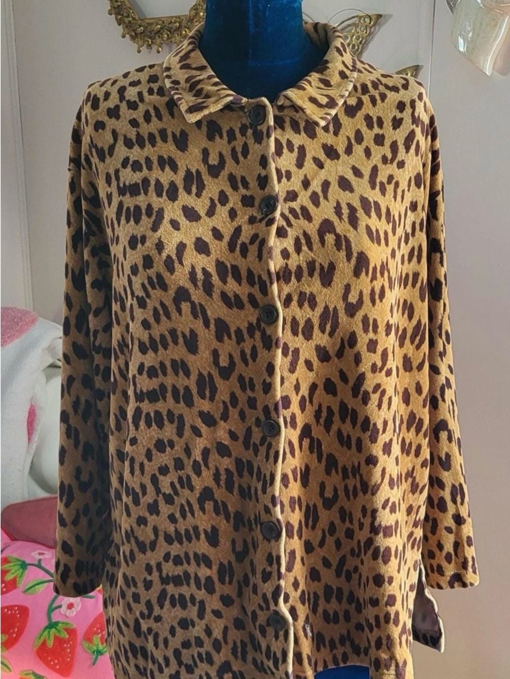 Liz Claiborne Leopard Print Button-Down Top - Brown & Black